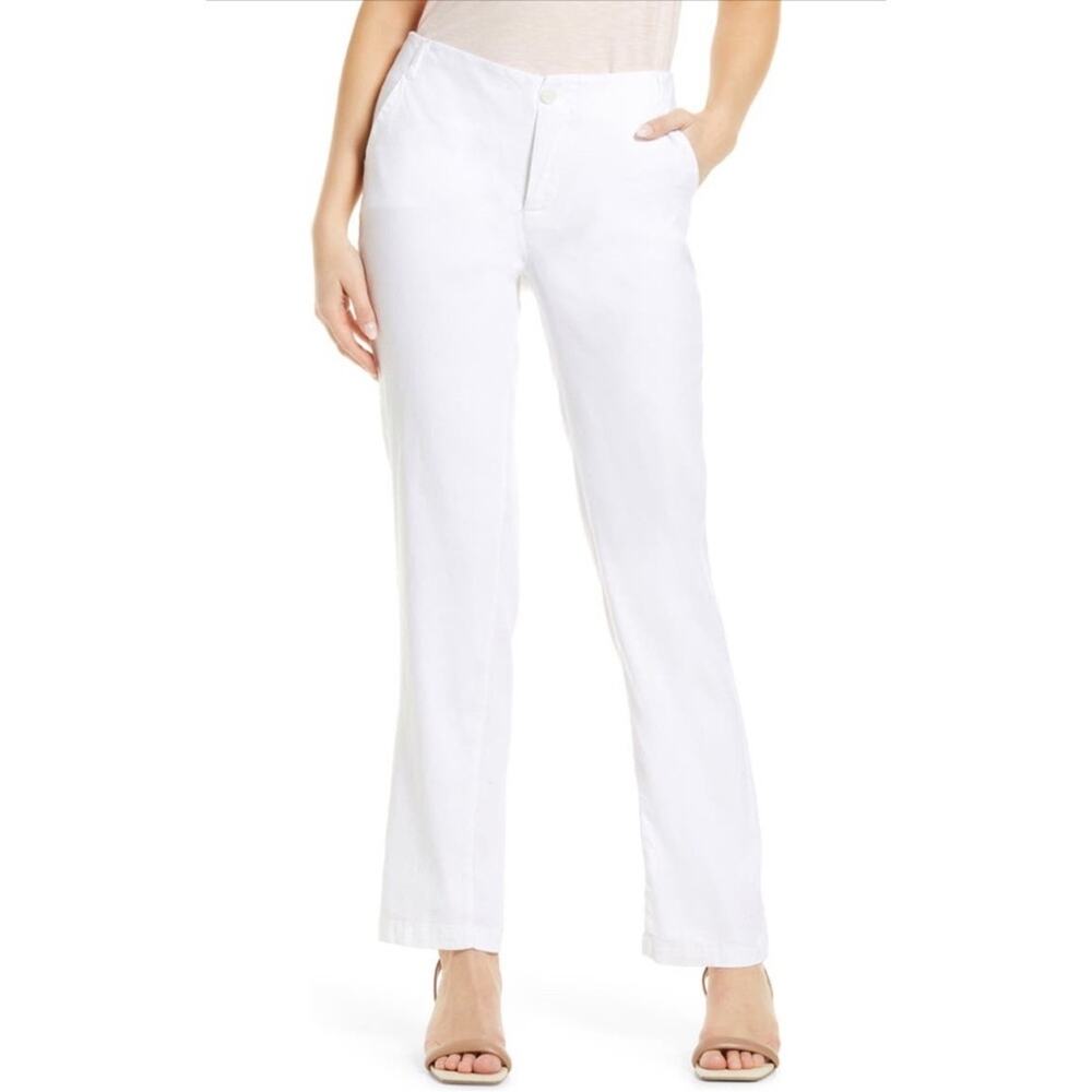 NYDJ Marilyn Trouser Stretch Linen Optic White Pants Women's Plus Size 16 NWT